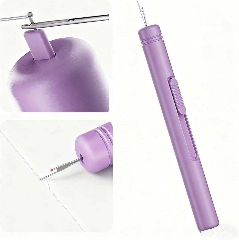 QinYj 2 in 1 Automatic Needle Threaders Seam Ripper Sewing Tools Family Life Sewing Tools Seam Rippers Telescopic Safety Threading Device - Image 1